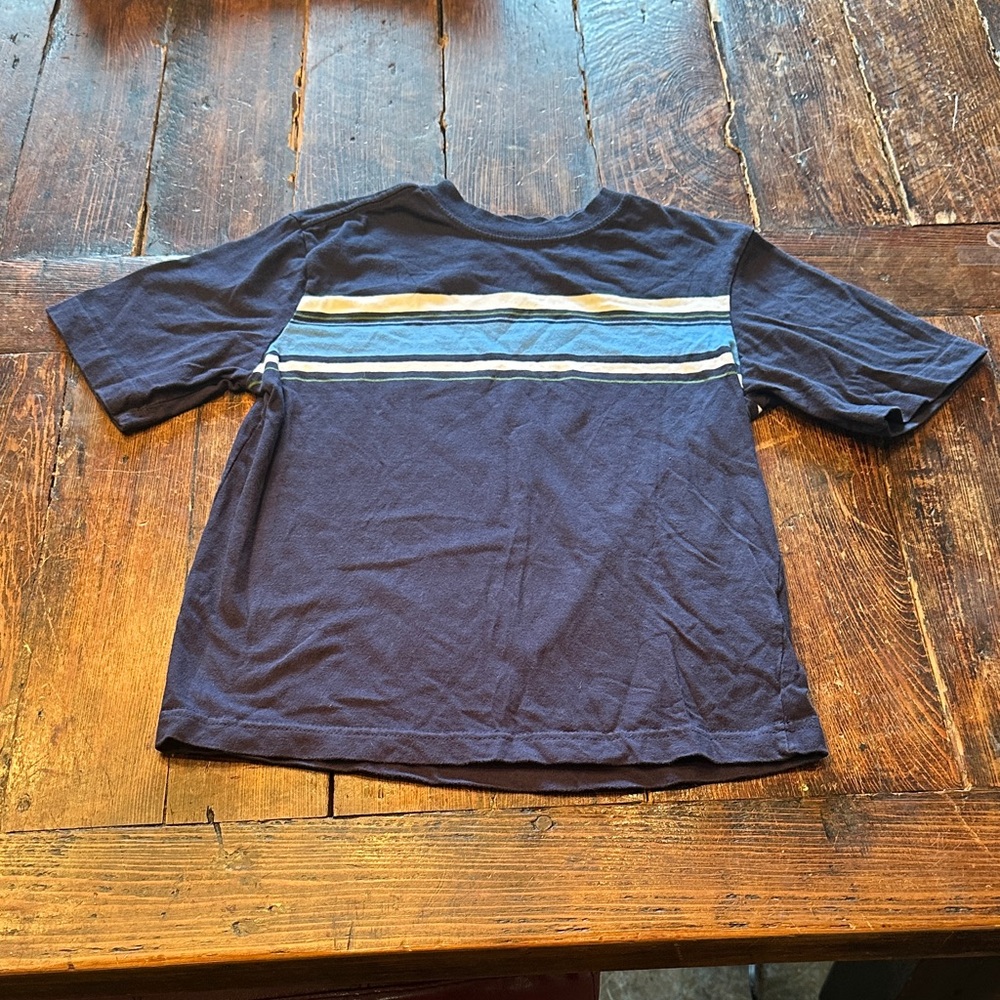 Cherokee Navy Short-Sleeve Crewneck Shirt with Horizontal Stripes. Size Small